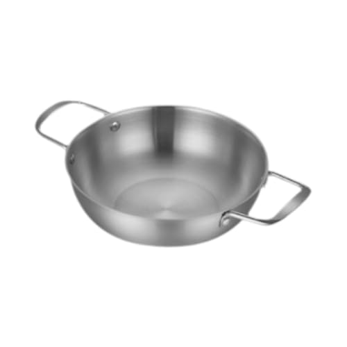KESOTO Paellera de Acero Inoxidable, Olla para Ramen con Asas Dobles, Fácil de Limpiar, Ideal para Picnics, 20 CentÍmetros