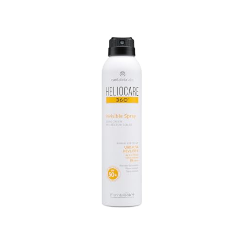 HELIOCARE 360° Invisible Sunscreen Spray SPF 50+ PA++++ | Broad Spectrum UVA UVB + Blue Light (HEVL) + IR-A | No White Cast, Invisible Finish | Water-Resistant | Wet Skin Use | Quick Absorbing Non-Greasy Body Sunscreen Spray | Fernblock® + Vitamin C + Vitamin E | 200ml