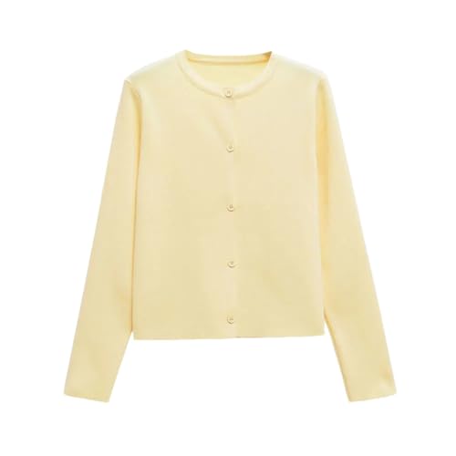 Women Front Button Sweet Top Knit Cardigan O-Neck Long Sleeve Chic Sweater Outerwear All-Match Sweater 1 S