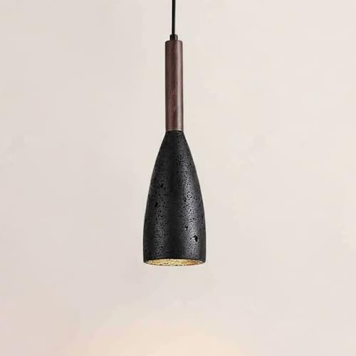 Suspension luminaire travertin noir japonais pour éclairer un îlot de cuisine