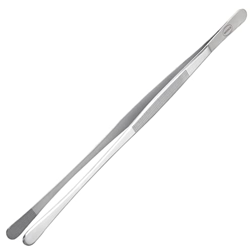 wenco Pince à rôtir en acier inoxydable Gourmet - Pour saisir et retourner pendant la cuisson - 30 cm - Pointes arrondies - En acier inoxydable - Argenté