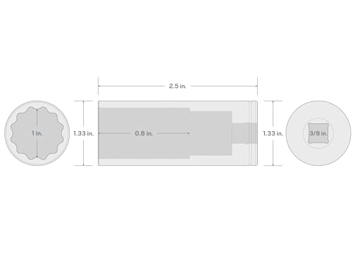 Image of TEKTON 3 /8 Inch Drive x 1 Inch Deep 12-Point Socket | SHD13225