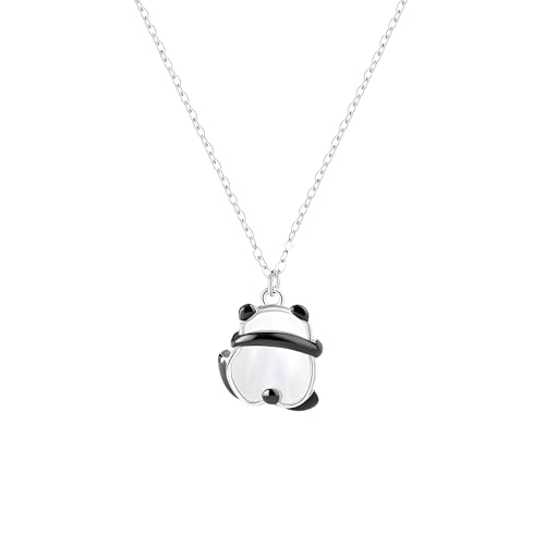 Collier Panda en argent 925 ZYFSHA ras du cou réglable maille fine pendentif émail