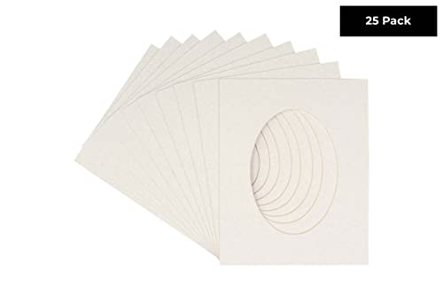 CountryArtHouse Oyster Shell White Acid Free 11x14 Oval Picture Frame Mat with White Core Bevel Cut for 8x10 Pictures - Fits 11x14 Frame - Pack of 25 Matboards
