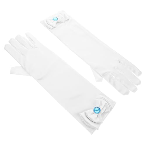 Ipetboom Long Formal Dress Gloves for Kids Princess Dress Accessories Bow Glove for Pageant Wedding Cosplay