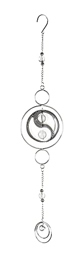 formano Yin-Yang Deko Hänger 58 cm – eleganter Metall Anhänger in Silber Mobile – Feng Shui Windspiel für Haus & Garten – stilvolle Balance Dekoration
