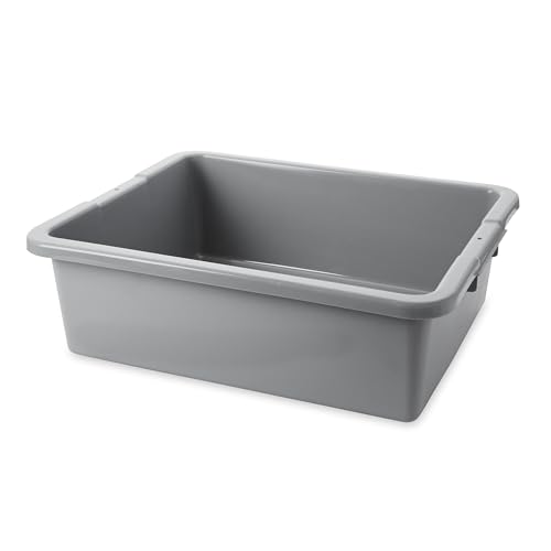 Rubbermaid Commercial Products Standard Bus/Utility Box, 7-Gallon, Gray, Heavy Duty Plastic Restaurant Wash Basin/Dish Washing Tub for Kitchen Organization/Storage