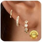 Gold Hoop Earrings for Women Trendy,14K Gold Plated Chunky Huggie Earrings Dangling,CZ U Shape Paperclip Earrings Jewelry Gifts for Women Hypoallergenic