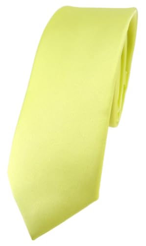 TigerTie Corbata para hombre – Corbata estrecha de 5,5 cm en diseño liso, ideal para reuniones de negocios, ocasiones festivas y ocio, amarillo limón, Krawattengröße: ca. Länge 150 cm, Breite 5,5 cm