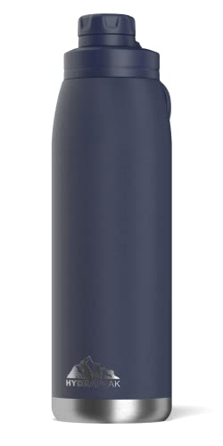 hydra 8 water bottle - Hydrapeak 40 oz Insulated Water Bottle with Chug Lid - Leak Proof and Spill Proof Double Walled Vacuum Insulated Stainless Steel Water Bottles, Cold for 24 Hours | Hot for 12 Hours (Navy)