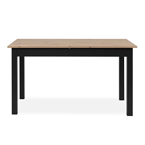 DEINE TANTE EMMA 003410 Esszimmertisch Coburg 120 Küchentisch in Artisan Eiche Nb. / Schwarz ca. 120 x 76 x 70 cm ausziehbar 160 cm