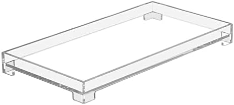 DELIPPLY Vanity Bathroom Tray, Acrylic Rectangle Decorative Catchall Organizer Storage Tray (Large-Clear)