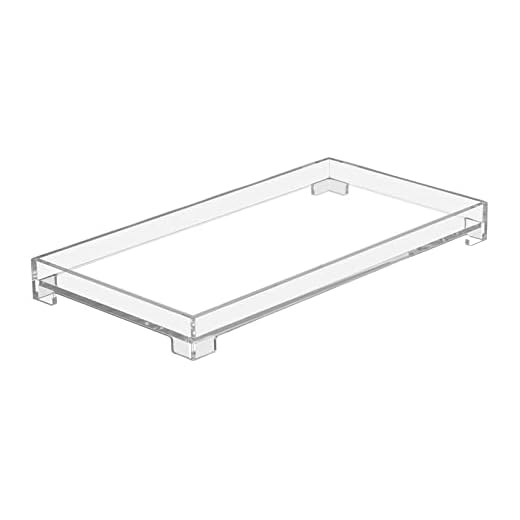 DELIPPLY Vanity Bathroom Tray, Acrylic Rectangle Decorative Catchall Organizer Storage Tray (Large-Clear)