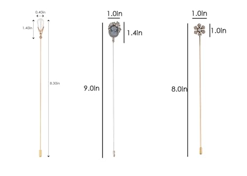 Image of Alilang Classic Vintage 3Pcs Hat Brooch Pin Set with Rhinestone and Pearl Accents for Scarves and Hats Lapel Pin Accessories