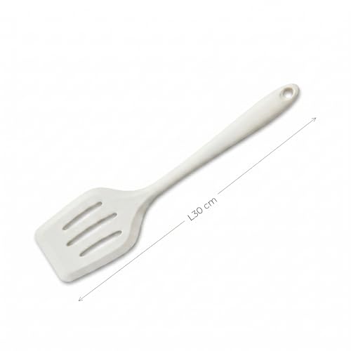 Image of DecorTwist Silicone Spatula | Heat Resistant Kitchen Utensils for Cooking, Baking | Non-Stick, BPA-Free, Flexible & Durable | Dishwasher Safe, Seamless Design (8X 0.2X 32cm,91g) White