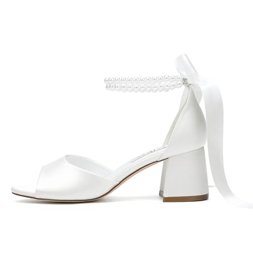 Low Block Heel Wedding Sandals Pearl Heels Wedding Shoes for Bride Open Toe Bridal Shoes3