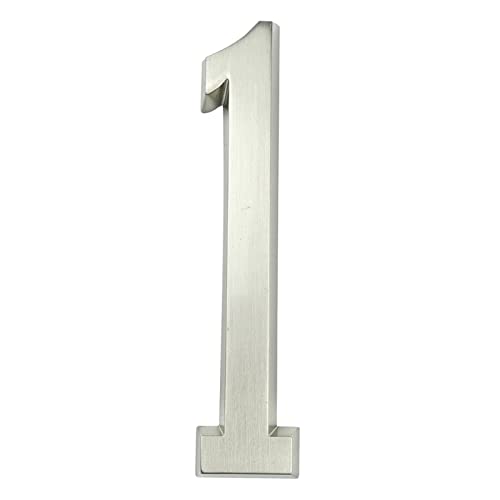 Numéro de porte 1 en alliage de zinc argenté auto-adhésif de 10 cm