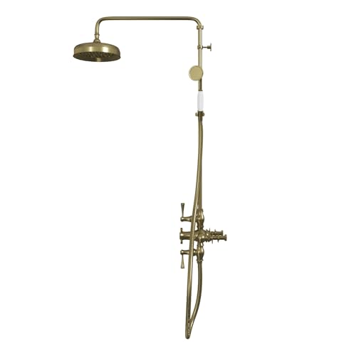 Image of Abbey 10 x 22 Shower Faucet Set with Handshower, Brushed Brass