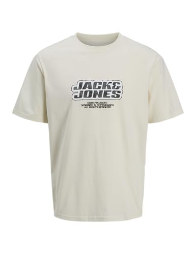 Jack & Jones Men's Jcolido AOP Front Print Tee SS Crew Neck, Sweet Corn, L