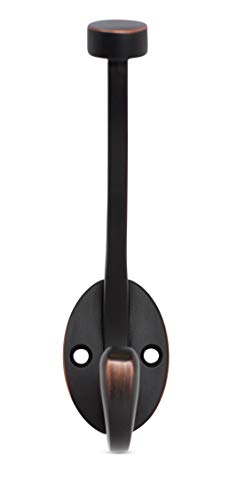 Birdrock Home Traditional Wall Mounted Robe & Towel Hooks - 2 Pack - Dual Hook - Oil Rubbed Bronze Towel Robe Hat Coat Hook #TOP2