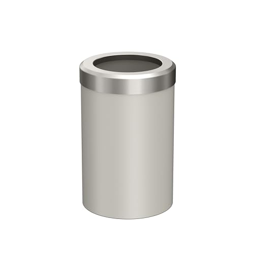 Image of Gatco Small Bathroom Trash Can with Lid, Round 3 Gallon Stainless Steel Wastebasket, Under Sink, Matte Pearl and Satin Nickel, for Bathroom, Bedroom, Office (1931SN)