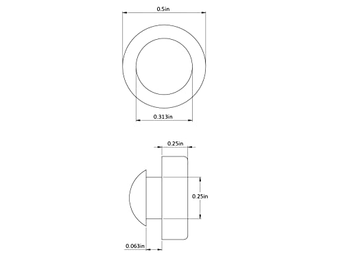 push-in rubber bumper tight-grip stem - fits 1434 hole - bumper is 1234 diameter 1434 height for use in 11634 panel thickness 4
