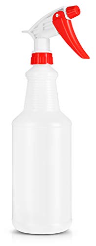 BAR5F Empty Plastic Spray Bottle 32 Ounce, Professional Chemical Resistant with Red-White Sprayer