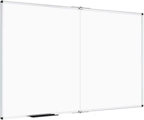 VIZ-PRO Large Dry Erase White Board/Magnetic Foldable Whiteboard, 60 X 48 Inches, Silver Aluminium Frame