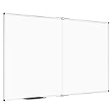 VIZ-PRO Large Dry Erase White Board/Magnetic Foldable Whiteboard, 96 X 48 Inches, Silver Aluminium Frame