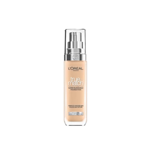 L'Oréal Paris Foundation for Face, Skincare Infused with Hyaluronic Acid, True Match Hydrating Liquid Foundation for All Skin Tones, SPF 16, 3N Creamy Beige, 30 ml