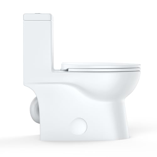 Image of One-Piece Toilet for Bathroom, Comfort Height 16 inch, Elongated with Under-Locking Lid, Soft Close Seat, Dual Flush, Powerful Flush