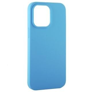 Coque silicone iPhone 14 Plus Evelatus finition premium bleu ciel