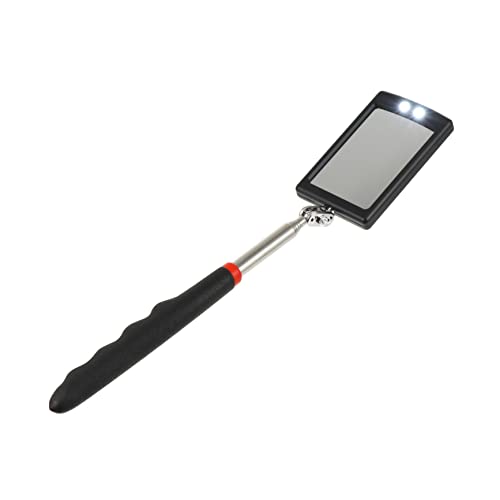 KICHOUSE Inspection Mirror Vehicle Checking Mirror Rotary Tool LED Lighted Mirror Auto Telescoping Mirror Under Vehicle Security Mirror Auto Square Mirror LED Mirror Stainless Steel Black