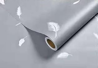 AZURE DECORS 200 X 45 CM Grey Feather Model SELF Adhesive Wallpaper for Living Room Bed Room Kitchen Peel and Stick Vinyl Wallpaper - 9 Sqft.Approx