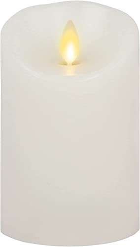 Luminara Colour Changing Flameless Pillar Moving Flame LED Candle, Scalloped Edge, Real Wax