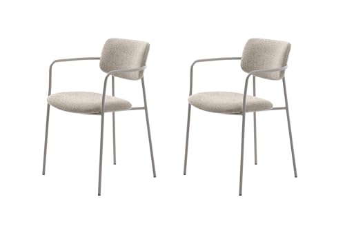 Sedia da pranzo sedie da 2 gambe in metallo Chair Boucle taglia unica lana grigio bianco