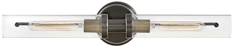 Hinkley Vaughn 51452BX Two Light Bath Vanity Fixture, Industrial Sleek, Mounts Vertically or Horizontally, Damp-Rated, Black Oxide and Heritage Brass