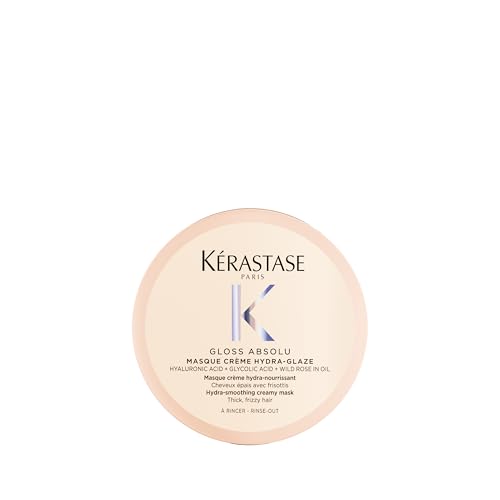 KÉRASTASE Gloss Absolu - Masque Crème Hydra-Glaze - Masque Hydra-Nourrissant Anti-Frisottis - Acide Hyaluronique, Glycolique & Huile de Rose - Cheveux Épais Sujets aux Frisottis - 75 ml