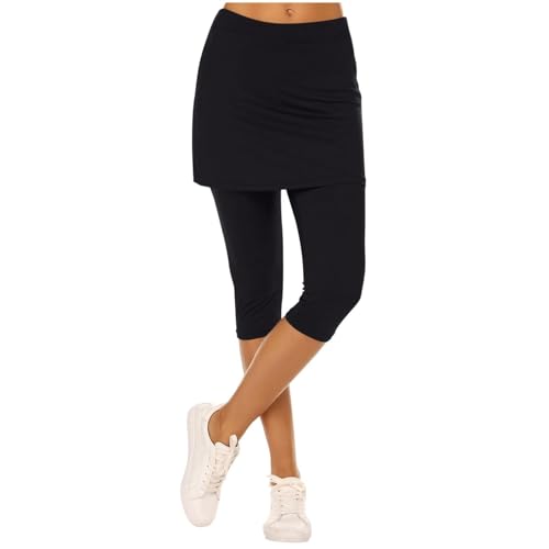 Pantalones deportivos para mujer con falda 2 en 1, faldas de tenis con bolsillos, falda de golf, gimnasio, entrenamiento, falda deportiva, cintura alta, pantalones deportivos hasta la rodilla