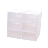 AKOOSY 6 piezas Cajas Apilables para Zapatos Unidades Contenedores Plásticos Transparentes Reforzados Organizador de Calzado para Mujer de Espacio Armarios y Dormitorios