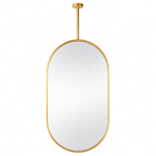 AKNHD-WY Ceiling Mirror, Oval Bathroom HD Reflection, Metal Frame