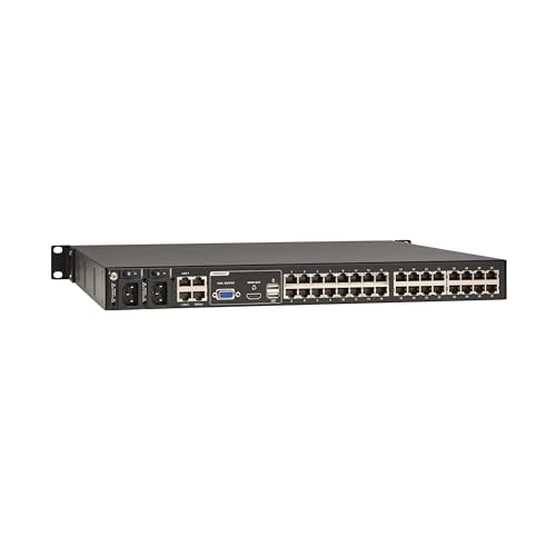 Image of Eaton 32-Port Rack KVM Over IP Switch, Cat5 /Cat5e, Virtual Media KVM, 4 Users (Remote + 1 Local User), Free Software, VGA or HDMI KVM, 1U Rackmount, TAA Compliant, 3-Year Warranty (B064-032-04-IPH)