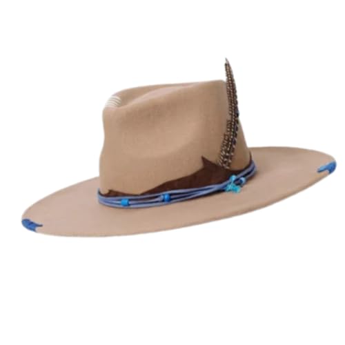 Chapeau Fedora en laine de style britannique à large bord feutre élégant homme femme