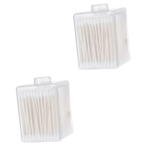 FOMIYES 2sets Cotton Swabs Set Bulk Makeup Cotton Rounds Reusable Double Tips Natural Multifunctional Tools 200pcs*2