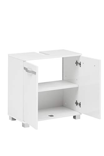Schildmeyer Under Sink Cabinet, White Shiny, 60 x 63,5 x 32,5 cm
