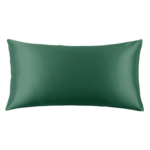 Image of THXSILK 100% Pure Mulberry Silk Pillowcase for Hair and Skin, 22 Momme Mulberry Silk Pillow Case, California King Size 20 inchx40 inch, Real Silk Pillowcase with Zipper (Emerald Green)