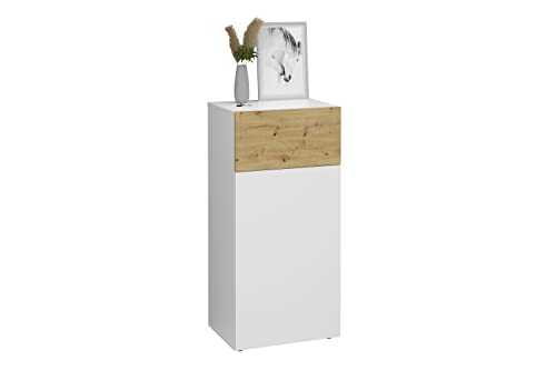 Möbel Belm 2 Cassettiera in legno brillante rovere artisano rettangolare bianco