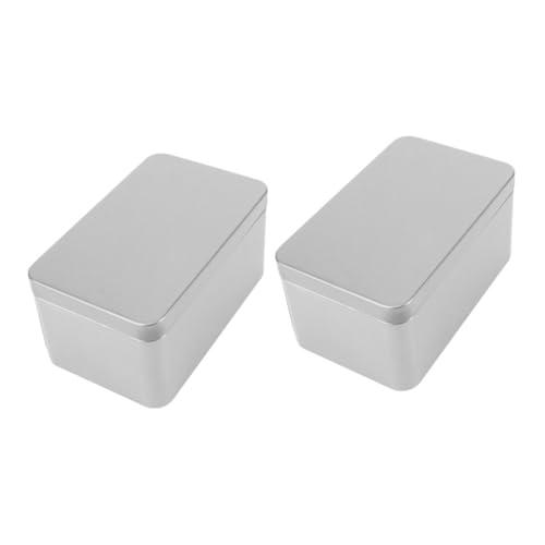 ABOOFAN 2Pcs Rectangular Tinplate Tea Leaf Storage Box Dustproof Tea Organizer for Household present Packaging Compact for Loose Tea Grains Nuts More