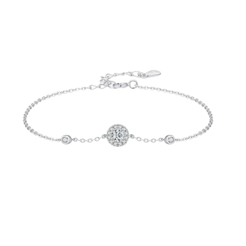 Bracelet en argent 925 anti-noircissement avec oxydes de zirconium ronds