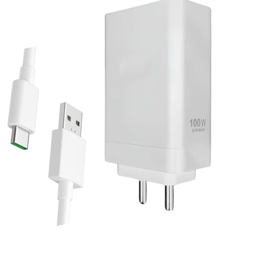 Image of Original Fast SuperVOOC 100W Adapter with USB to Type C Cable Compatible for Oppo A77 /A78 /F23 Pro 5G /F23 5G /F21s Pro 5G /Reno 10 /Reno 10 pro /reno10 pro plus /reno9 /reno 9 pro (Adapter and Cable) (FIX21)